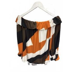 NEW JULIAN CHANG women's rene top in brown, orange, white